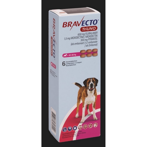 BRAVECTO CHIEN TRIUNO 600 MG b/6 cpr BRAVECTO CHIEN TRIUNO 600 MG b/6 cpr